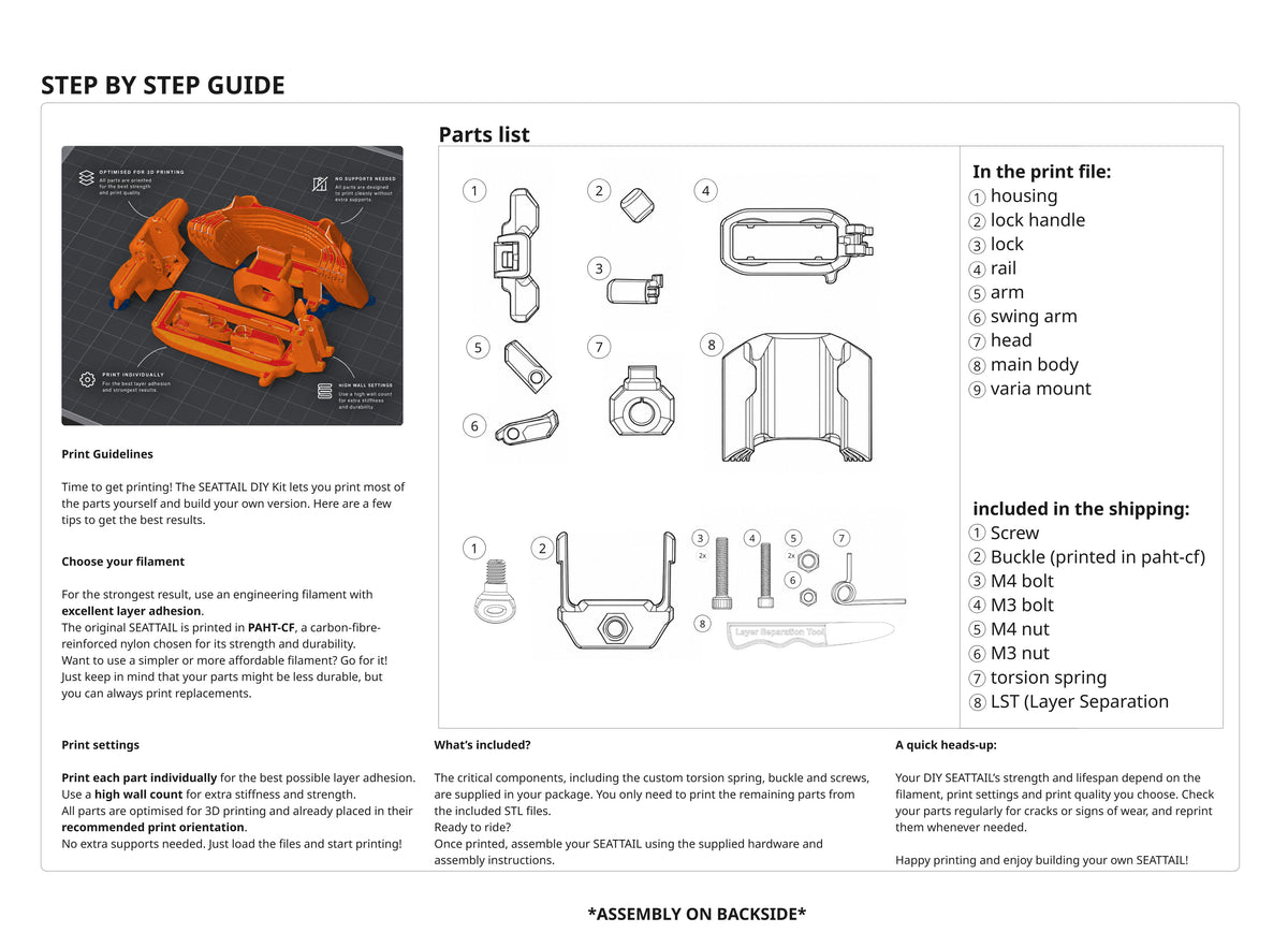 SEATTAIL DIY PRINT KIT l STL Files + Hardware